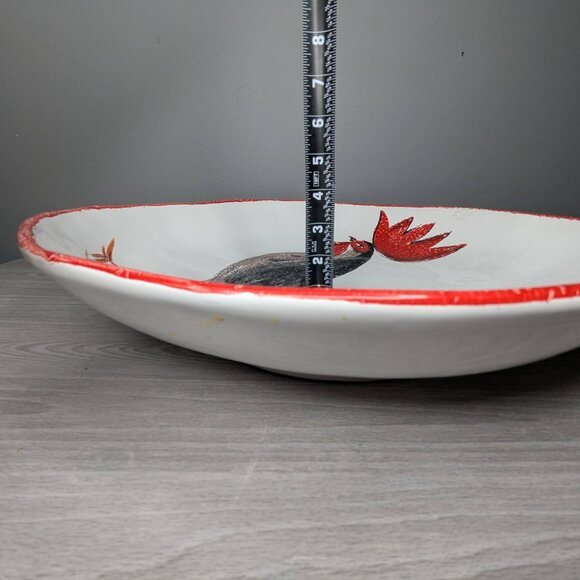 Cristina Fortini Italian Large Artisan Non-Uniform Rooster Serving Round Platter - Picture 9 of 11